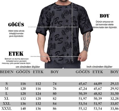 Big Sam, Футболка-Розмахайка (Bodybuilding Mens T-Shirt BS 3318) Сірий\Чорний ( XL )