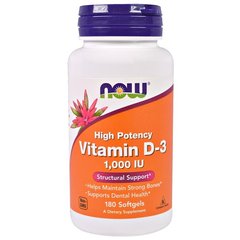Now Foods Вітамін Vitamin D-3 High Potency 1,000 IU, 180 капсул