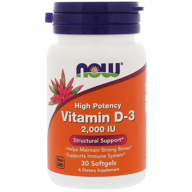 Now Foods Вітамін Vitamin D-3, High Potency 2,000 IU, 30 капсул