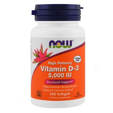 Now Foods Вітамін Vitamin D-3 High Potency 5000 IU, 240 капсул