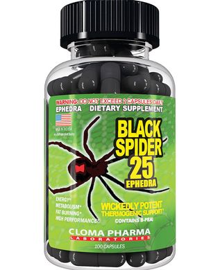 Cloma Pharma, Жироспалювач Black Spider 25 Ephedra, 100 капсул
