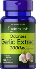 Puritans Pride, Вітаміни(Імунітет Часник без запаху) Odorless Garlic 1000 mg, ( 100 капсул )