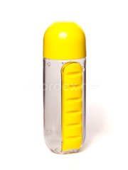 GM Power, Спортивная бутылка с таблетницей Yellow, 800 мл