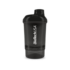 Biotech USA, Спортивный шейкер Wave+ Nano Shaker 300ml (+150ml) Panther Black, Черный, 400 мл