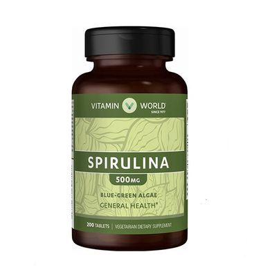 Vitamin World Спіруліна Spirulina Tablets 500mg, 200 таблеток
