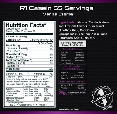 Rule One Proteins, R1 Casein, 1800 грамм*