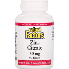 Natural Factors, Мікроелемент Zinc Citrate 50 mg, 90 таблеток, 90 таблеток