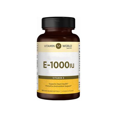 Vitamin World, Витамин Vitamin E 1000 IU, 100 капсул, 100 капсул