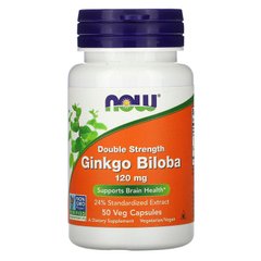 Now Foods, Ginkgo Biloba, Double Strength, 120 mg, 50 капсул, 50 капсул