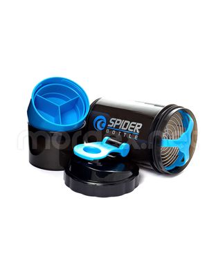 SpiderBottle, Спортивный шейкер Spider Bottle Mini2Go Black/Aqua, 650 мл, Черный/синий, 650 мл