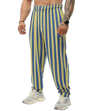 Big Sam, Штани спортивні звужені Men's Striped Loose Fit Ukrainian Flag Sweatpants PNT1381 Сині\Жовті ( S )