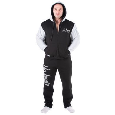 No Limits, Толстовка теплая Mesh Zipped Hoodie(флис) (MD7431-1), Серая\Черная ( M )