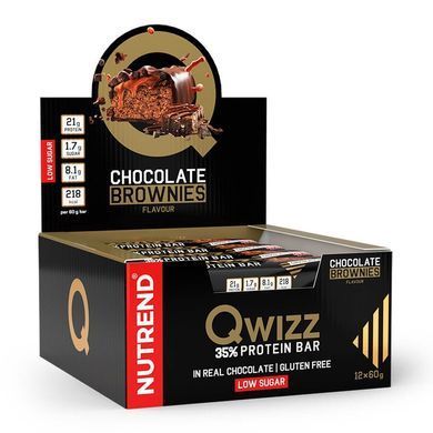 Nutrend, Спортивний батончик Qwizz Protein Bar, 60 грам chocolate brownies, Шоколадний брауні, 60 грам