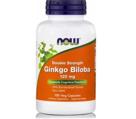 Now Foods, Ginkgo Biloba, Double Strength, 120 mg, 100 капсул