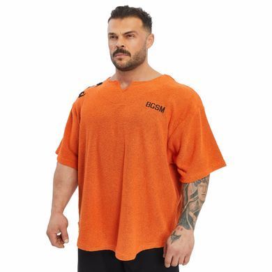Big Sam, Футболка-Размахайка(Men's Oversize Towel Textured Rag Top T-shirt 3298) Оранжевая ( L )