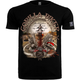 Silberr&uuml;cken T-Shirt &bdquo;Gorilla Biker Roadhog&ldquo; (GB76) &mdash; Frontdruck &mdash; Black (L)