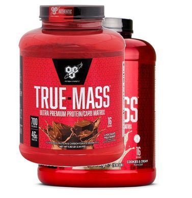BSN Nutrition, Гейнер True Mass, 2640 грамм, Клубничный молочный коктейль, 2640 грамм