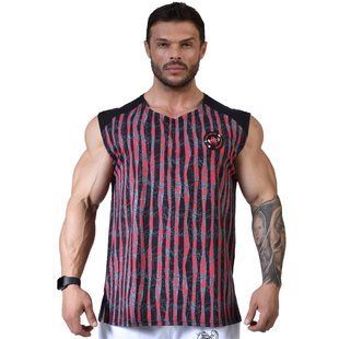 Big Sam, Футболка без рукавов Bodybuilding Mens T-Shirt 2311 Чорно\ красная M