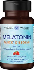 Vitamin World, Мелатонин Melatonin Quick Dissolve 10mg, 90 таблеток, 90 таблеток