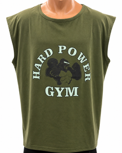 Hard Power Gym Gorilla Oliva &mdash; чоловіча спортивна футболка без рукавів хакі, M