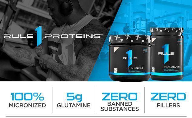 R1 Rule One, Глютамин Glutamine, 750грамм Unflavored, Без смаку, 750 грам