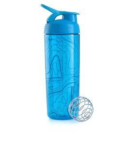 Blender Bottle, Спортивный шейкер BlenderBottle SportMixer Signature Sleek Topoflow Aqua, 760 мл