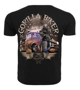 Silberr&uuml;cken T-Shirt Gorilla Biker Friendly Service Crew GB75 Backprint &mdash; Black (L)