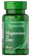 Puritans Pride, Мікроелементи Magnesium Zinc, ( 100 таблеток )