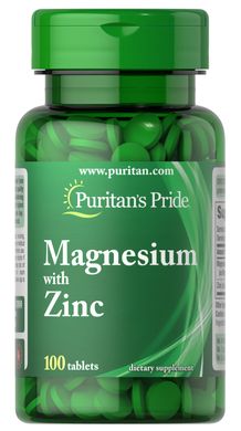 Puritans Pride, Мікроелементи Magnesium Zinc, ( 100 таблеток )