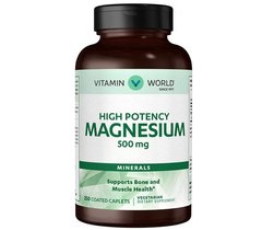 Vitamin World, Протисудомний препарат High Potency Magnesium 500 mg Minerals, 250 таблеток