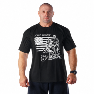 Hard Power(USA), Футболка с коротким рукавом Flag Bodybuilding Workout(Oversized MD7502-6), Black Color Hunt ( L )