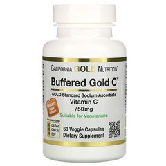 California Gold Nutrition, Вітаміни Buffered Vitamin C Capsules 750 mg, 60 капсул