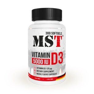 MST Sport Nutrition, Вітамін Vitamin D3 (5000 IU), 300 капсул, 300 капсул