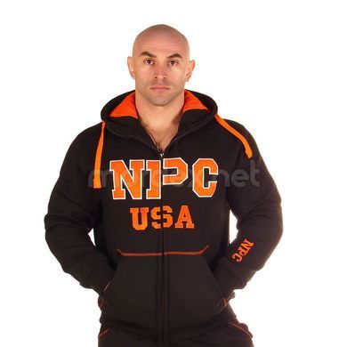 NPC, Толстовка с капюшоном на замке(флис зима) (MD6685-1), черный/оранжевый ( L )
