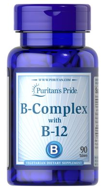Puritans Pride, Вітаміни Vitamin B-Complex and Vitamin B-12, ( 90 таблеток )