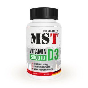 MST Sport Nutrition, Вітамін Vitamin D3 (5000 IU), 150 капсул, 150 капсул