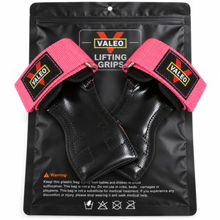 Лямки-накладки для тяги Valeo Lifting Grips, черные/кораллово-розовые, универсальный размер