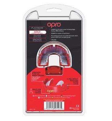 OPRO Капа боксерська Gold Braces Red&mdash; модель рівня Competition Level Self-Fit Mouthguard, спеціально розроблена для людей, які носять брекети