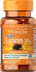 Puritans Pride, Витамины Lutein 20 mg with Zeaxanthin, ( 60 капсул )