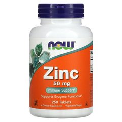 Now Foods, Микроэлемент Zinc 50mg, 250 табл, 250 таблеток