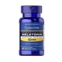 Puritan's Pride - Мелатонин Melatonin 5 мг Extra Strength (60 капсул)