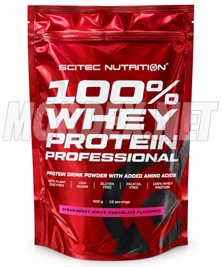Сироватковий протеїн Scitec Nutrition 100% Whey Protein Professional 500 г, Полуниця &mdash; білий шоколад