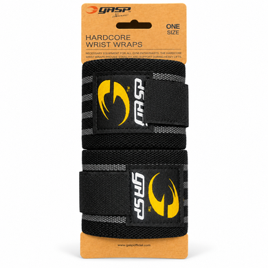 Кистевые бинты GASP Hardcore Wrist Wraps 230070, 56 см, черные/серые