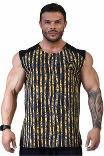 Big Sam, Футболка без рукавов Bodybuilding Mens T-Shirt 2309 Чорно\ Желтая (XXL)