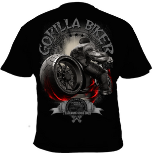 Silberr&uuml;cken Herren T-Shirt &bdquo;Gorilla Biker&ldquo; (GB51N) &mdash; Black (L)