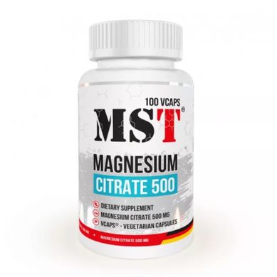 MST Sport Nutrition, Мікроелемент Magnesium Citrate 500, 100 капсул, 100 капсул