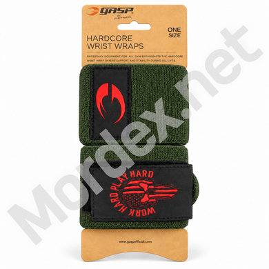 Кистевые бинты GASP Hardcore Wrist Wraps, 56 см, Green/Red