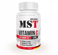 MST Sport Nutrition, Вітамін Vitamin C + D3 + Zinc, 100 капсул