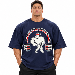 Мужская футболка T. Micheal Body Building Gear Oversize темно-синяя 2XL