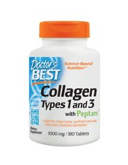 Doctor's Best, Коллаген Collagen Types 1 & 3 1000mg и витамином C, 180 таблеток, 180 таблеток